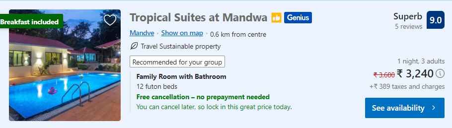 Tropical beach suites at Mandwa